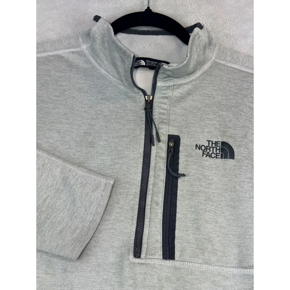 The North Face Mens Medium Gray Quarter Zip Pullover Fleece Jacket Fast Shipping